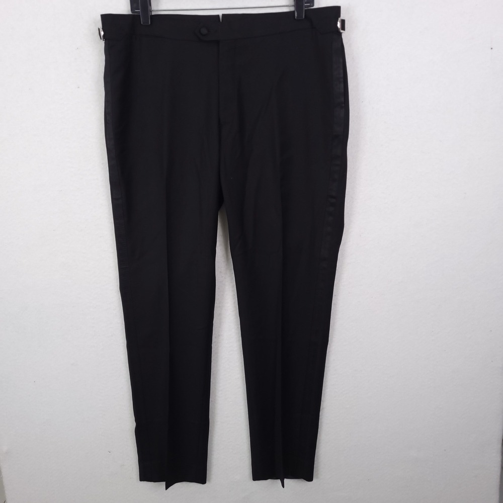 Proper Cloth Tuxedo Pants Fits 36x30 Wool Satin Stripe Side Adjusters S110s